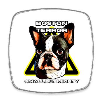 Chemise de terreur Boston Terrier petite mais puissante - Magnet carré - blanc - Devant