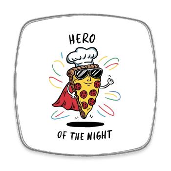 Restes de Pizza Hero - Magnet carré - blanc - Devant