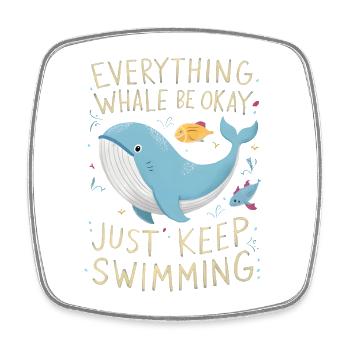 Whale Be Okay - Viereckiger Kühlschrankmagnet - Weiß - Vorne