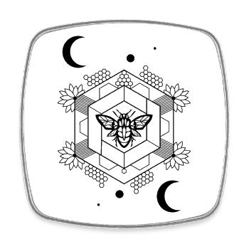 Black Minimalist Emblem - Square fridge magnet - white - Front