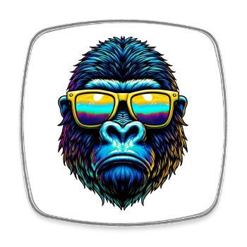 Gorilla - Viereckiger Kühlschrankmagnet - Weiß - Vorne