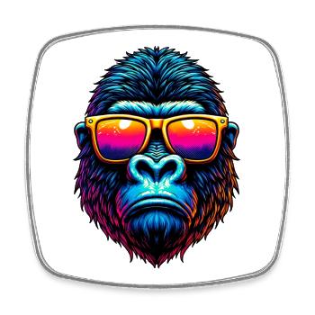 Gorilla - Square fridge magnet - white - Front