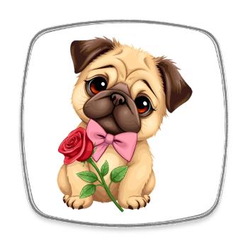 Pug Dog - Square fridge magnet - white - Front