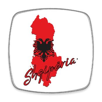 Albanische Flagge, Albanischer Stolz - Viereckiger Kühlschrankmagnet - Weiß - Vorne