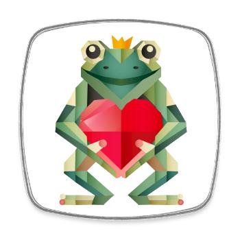 Frog Prince with Heart – Geometric Declaration of Love - Square fridge magnet - white - Front
