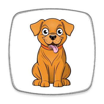 Fröhlicher und süßer brauner Hund - Viereckiger Kühlschrankmagnet - Weiß - Vorne
