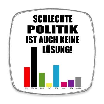 Schlechte Politik ist auch keine Lösung - Viereckiger Kühlschrankmagnet - Weiß - Vorne