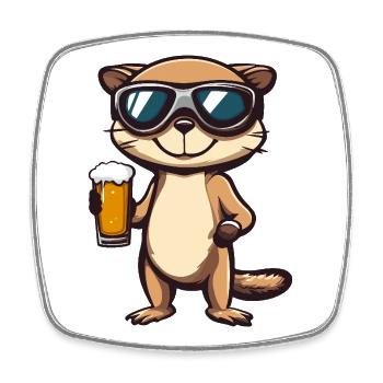 Suricate Après-Ski Bière Bande Dessinée - Magnet carré - blanc - Devant