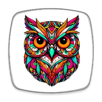 Hibou - Magnet carré - blanc - Devant