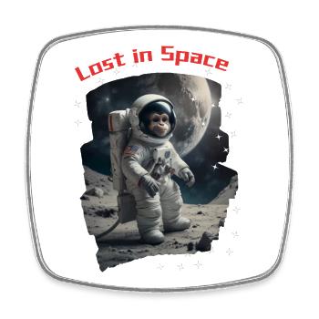 Perdu dans l’espace - Monkey en tant qu’astronaute - Magnet carré - blanc - Devant