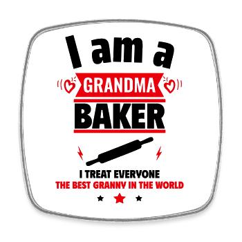 Grandma Baker,Best Grandma in the World,Gift for Grandma - Square fridge magnet - white - Front