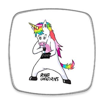 Ravew Unicorns Line Black Logo 18+ - Square fridge magnet - white - Front