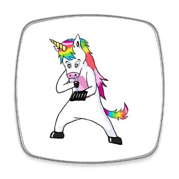Rave Unicorns Line White Logo 18+ - Square fridge magnet - white - Front