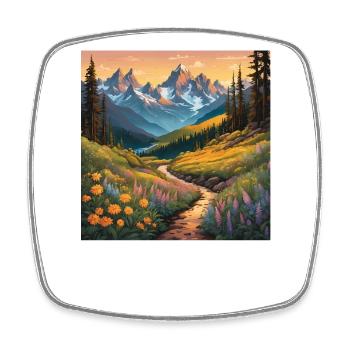 Alpine Meadow Trail - Square fridge magnet - white - Front
