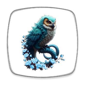Moment of wisdom, The magical and majestic owl. - Square fridge magnet - white - Front