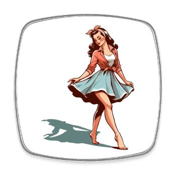 Rockabilly Style Outfit Woman Barefoot Retro Gift - Square fridge magnet - white - Front