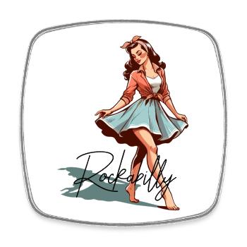 Rockabilly Style Outfit Woman Barefoot Retro Gift - Square fridge magnet - white - Front