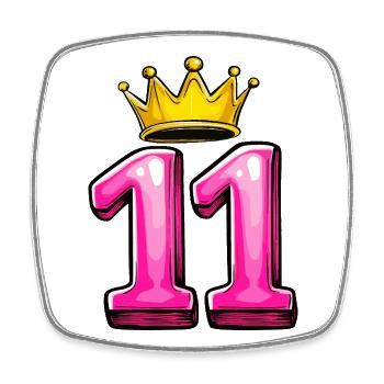 11 Number Crown - Square fridge magnet - white - Front