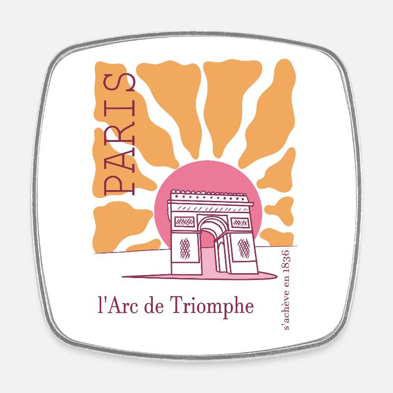 Frankreich arc de triomphe - Viereckiger Kühlschrankmagnet - Weiß