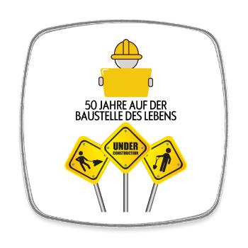 50 Jahre auf der Baustelle des Lebens - Viereckiger Kühlschrankmagnet - Weiß - Vorne
