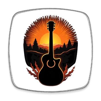 Naturgitarre - Viereckiger Kühlschrankmagnet - Weiß - Vorne