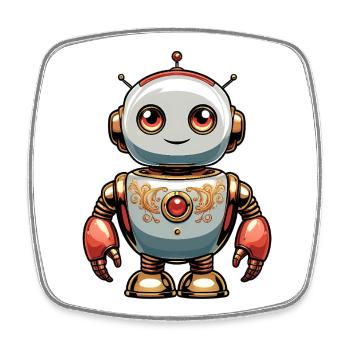Robot - Square fridge magnet - white - Front