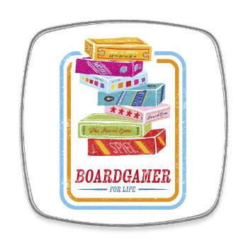 Retro Boardgamer for life - Viereckiger Kühlschrankmagnet - Weiß - Vorne