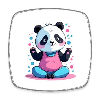 Pastell Panda Spaßlook - Viereckiger Kühlschrankmagnet - Weiß - Vorne