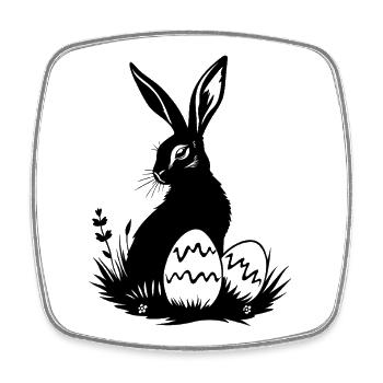 Osterhase im Gras mit bunten Ostereiern - Viereckiger Kühlschrankmagnet - Weiß - Vorne