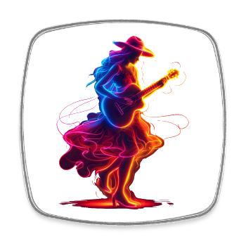 Guitariste Girl Synthwave - Magnet carré - blanc - Devant