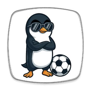 Cooler Pinguin Sonnenbrille Fußballspieler - Viereckiger Kühlschrankmagnet - Weiß - Vorne
