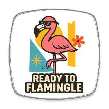 Ready to Flamingle - Square fridge magnet - white - Front