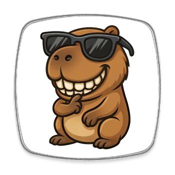 Cochon d’Inde Capybara cool avec lunettes de soleil - Magnet carré - blanc - Devant