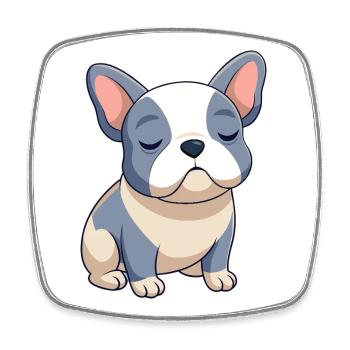Blue and beige French bulldog sleeping - Square fridge magnet - white - Front