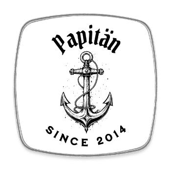Lustiges Vatertag Papitän seit 2014 Shirt - Viereckiger Kühlschrankmagnet - Weiß - Vorne