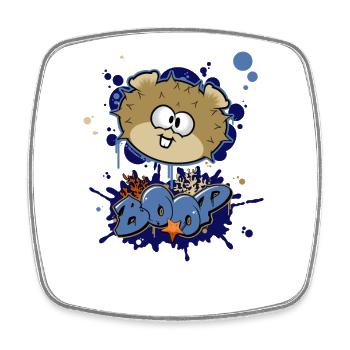 Graffiti Pufferfish - Square fridge magnet - white - Front