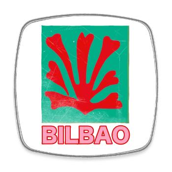 Bilbao Korallenflag Retro - Viereckiger Kühlschrankmagnet - Weiß - Vorne
