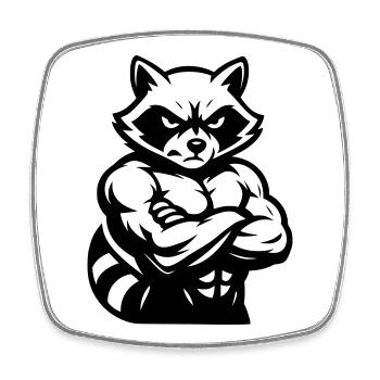 Raccoon - Viereckiger Kühlschrankmagnet - Weiß - Vorne