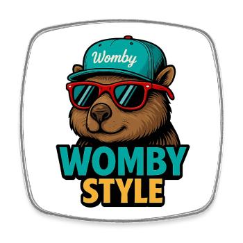 Womby Style Biber mit Sonnenbrillen - Viereckiger Kühlschrankmagnet - Weiß - Vorne