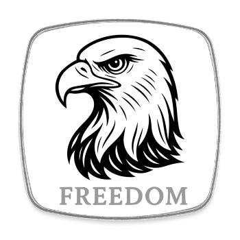 Aigle, Tête d’aigle, Liberté, - Magnet carré - blanc - Devant