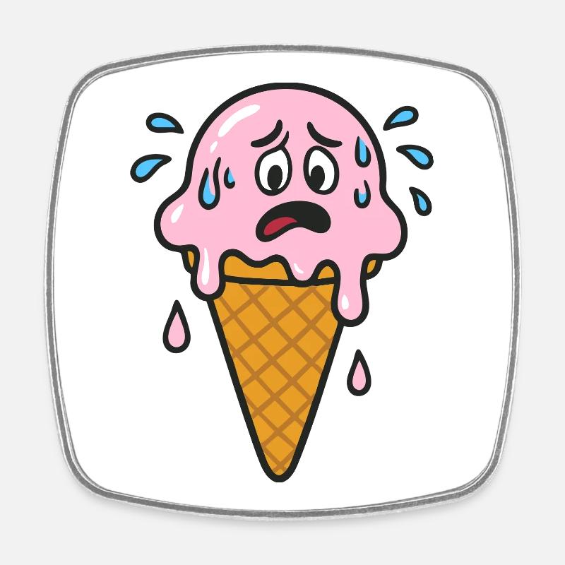 Cône de crème glacée dessin animé - Magnet carré - blanc