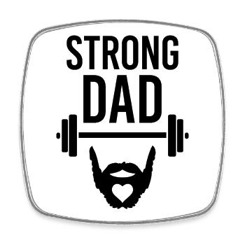 StrongDad – Fort de cœur - Magnet carré - blanc - Devant