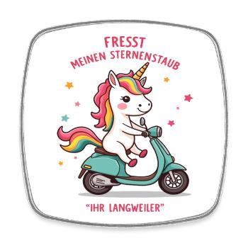 Scooter Unicorn - Square fridge magnet - white - Front