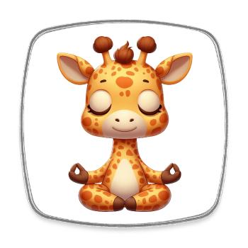 Cute Giraffe Yoga Meditation Relaxation Cartoon - Square fridge magnet - white - Front