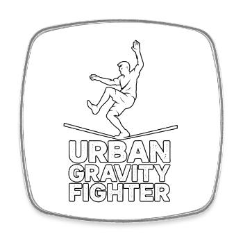 Urban Gravity Fighter – pour les fans de slackline - Magnet carré - blanc - Devant