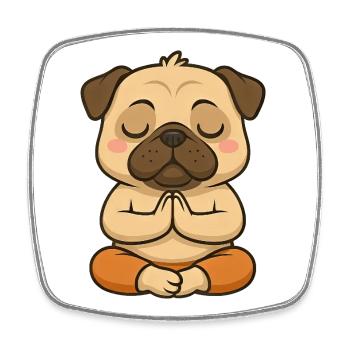 Süßer Mops Yoga Meditation Entspannung Cartoon - Viereckiger Kühlschrankmagnet - Weiß - Vorne