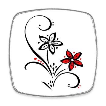 Ornament mit kleinen Blüten - Viereckiger Kühlschrankmagnet - Weiß - Vorne