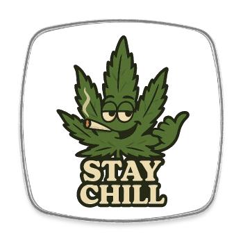 Stay Chill Cannabis Leaf - Viereckiger Kühlschrankmagnet - Weiß - Vorne