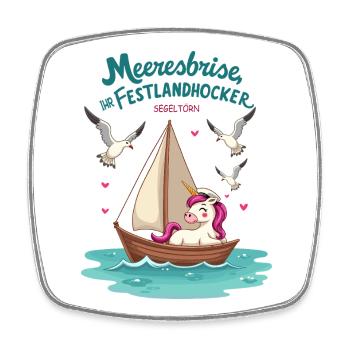 Sail unicorn ahoy ! - Square fridge magnet - white - Front