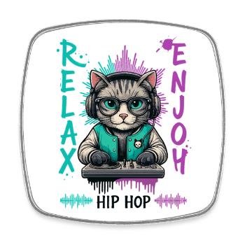 KatzenDJ Hip-Hop Splash - Viereckiger Kühlschrankmagnet - Weiß - Vorne